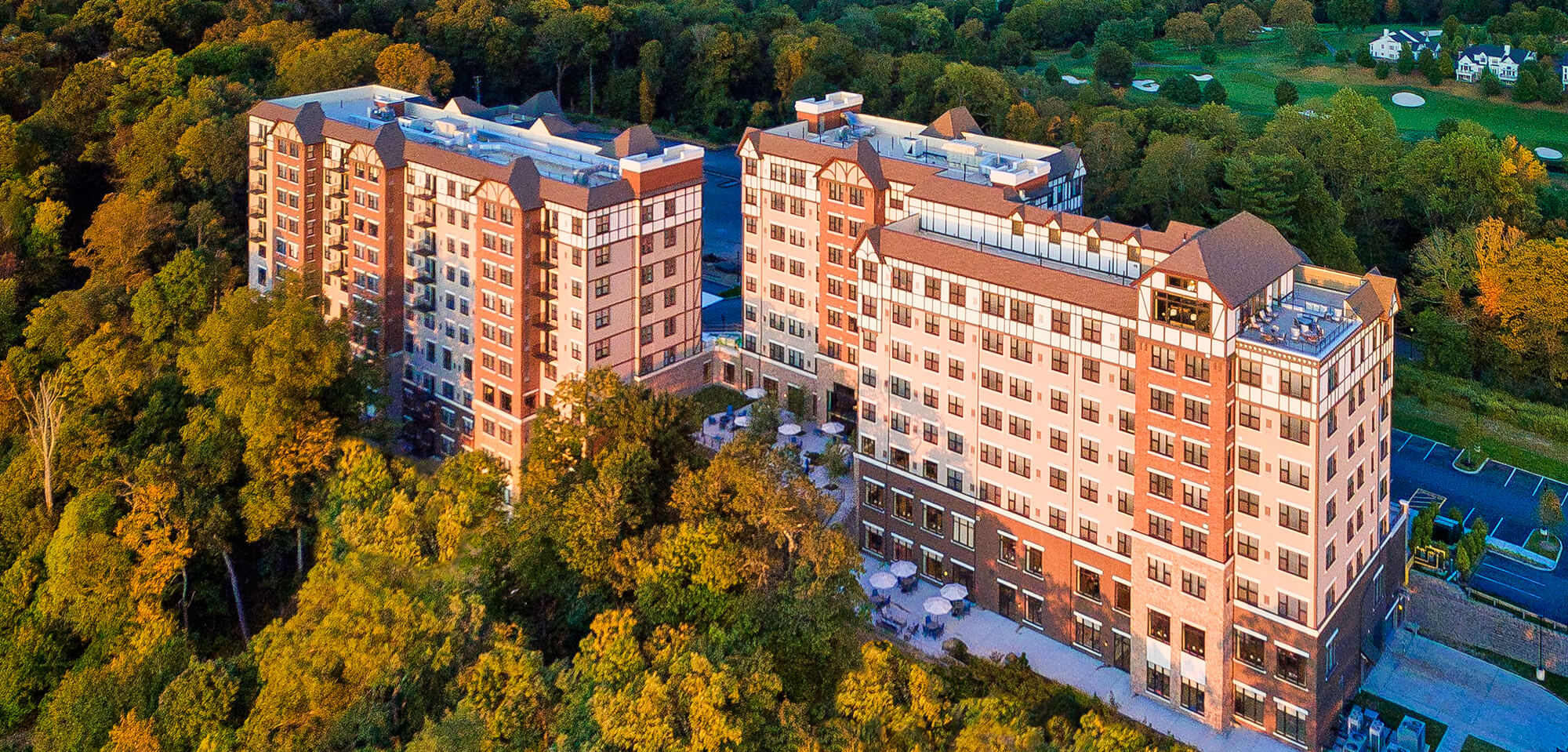 Buildings with forest